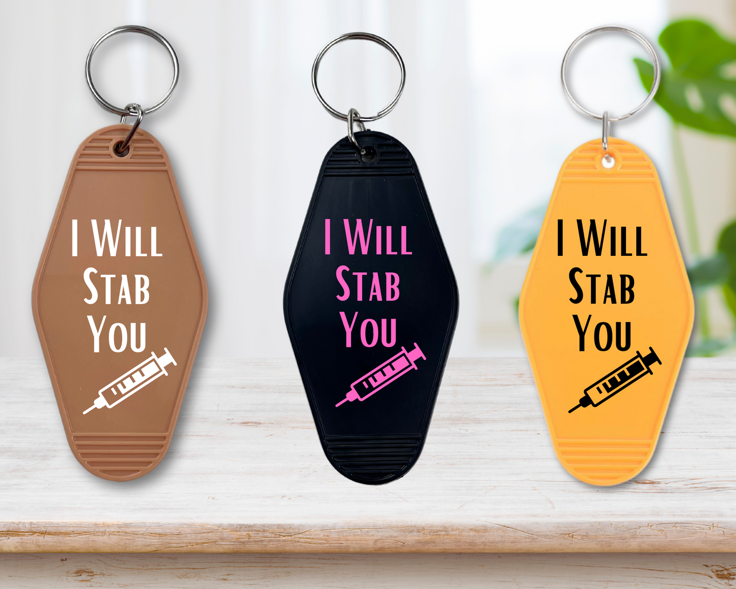 Funny Nurse I Will Stab You Keychain
