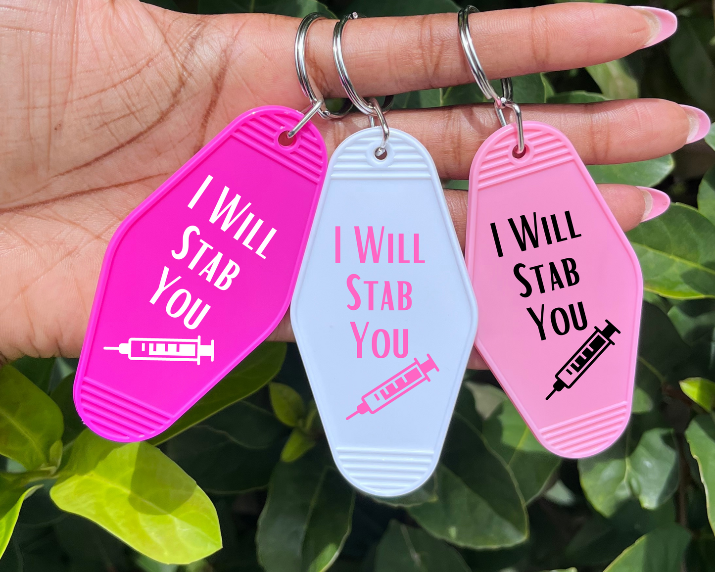 Funny Nurse I Will Stab You Keychain