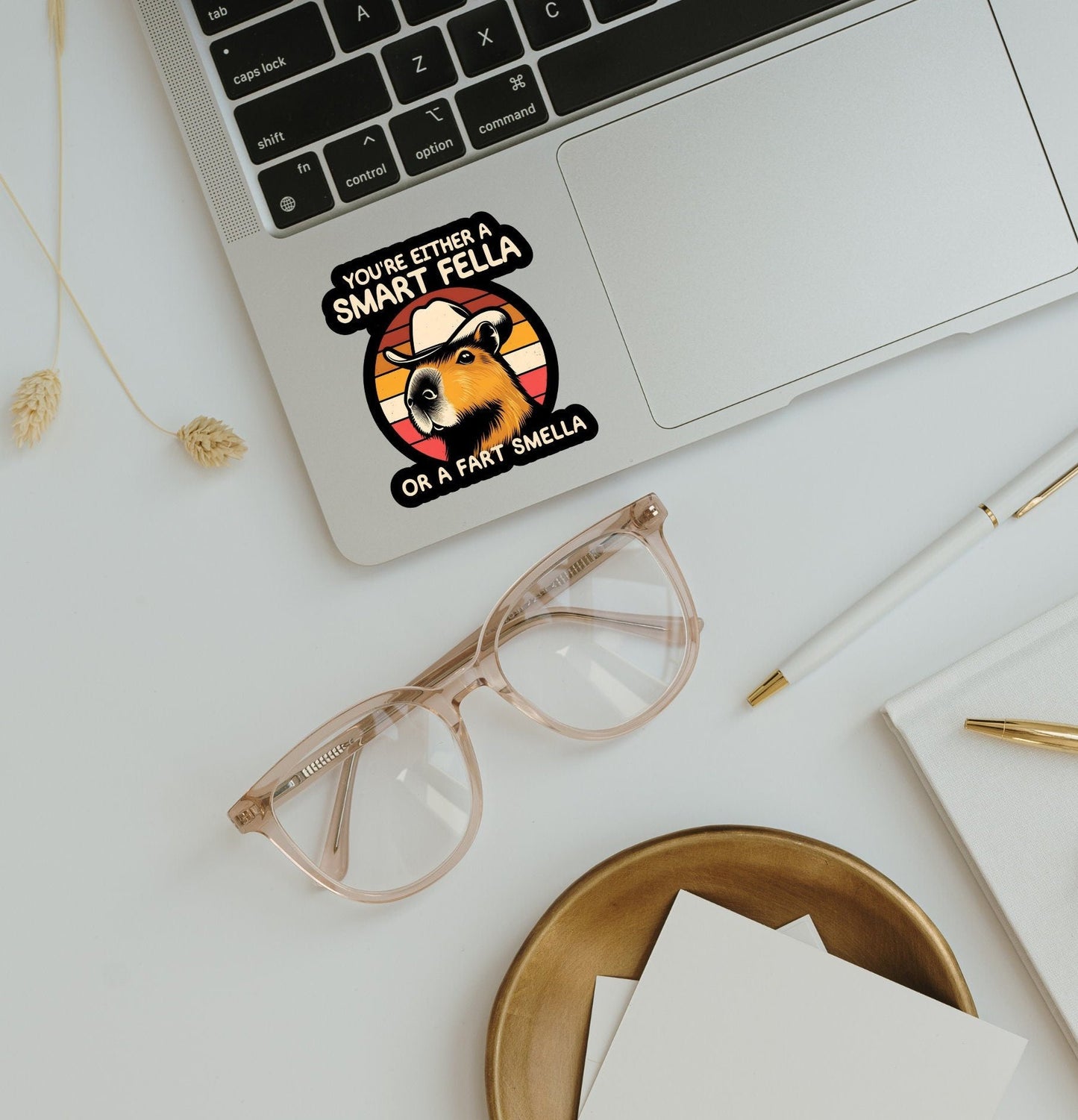 Are You A Smart Fella Or Fart Smella Capybara Sticker