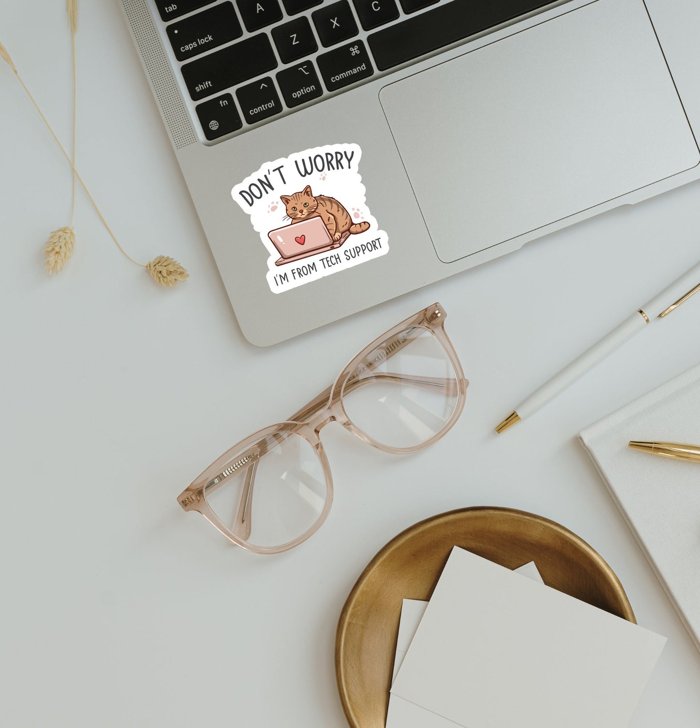 Don't Worry I'm From Tech Support Cat Sticker - The Glam Thangz