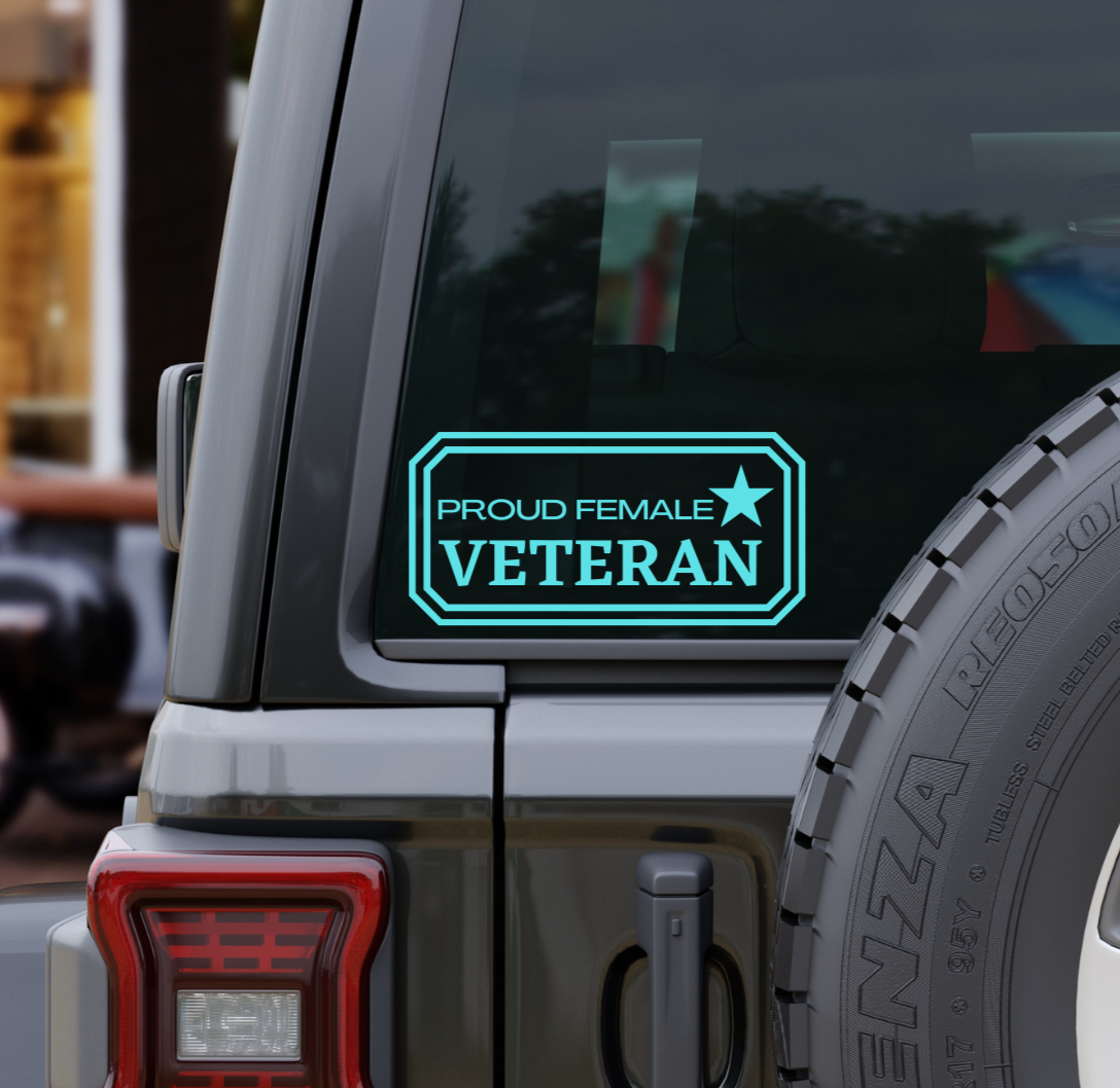 Proud Female Veteran Car Decal