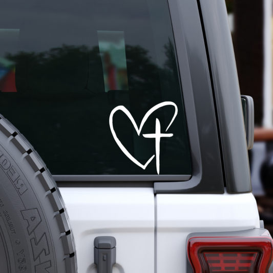 Heart with Cross Decal - The Glam Thangz