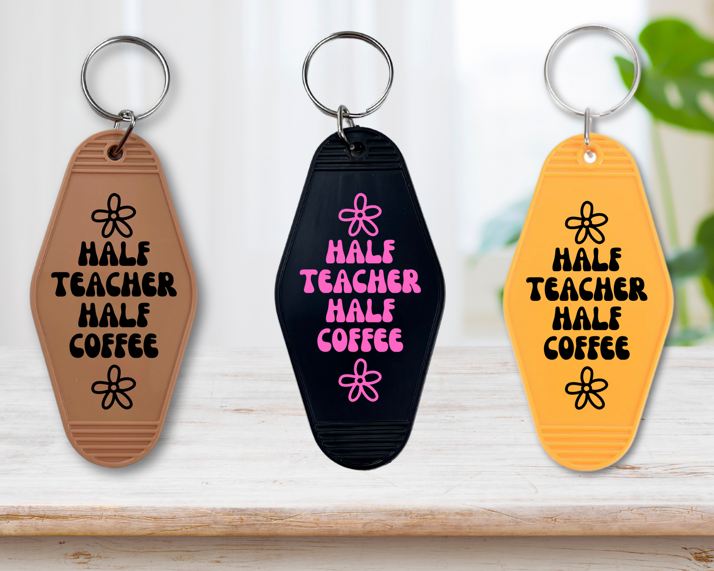 Half Teacher Half Coffee Keychain - The Glam Thangz