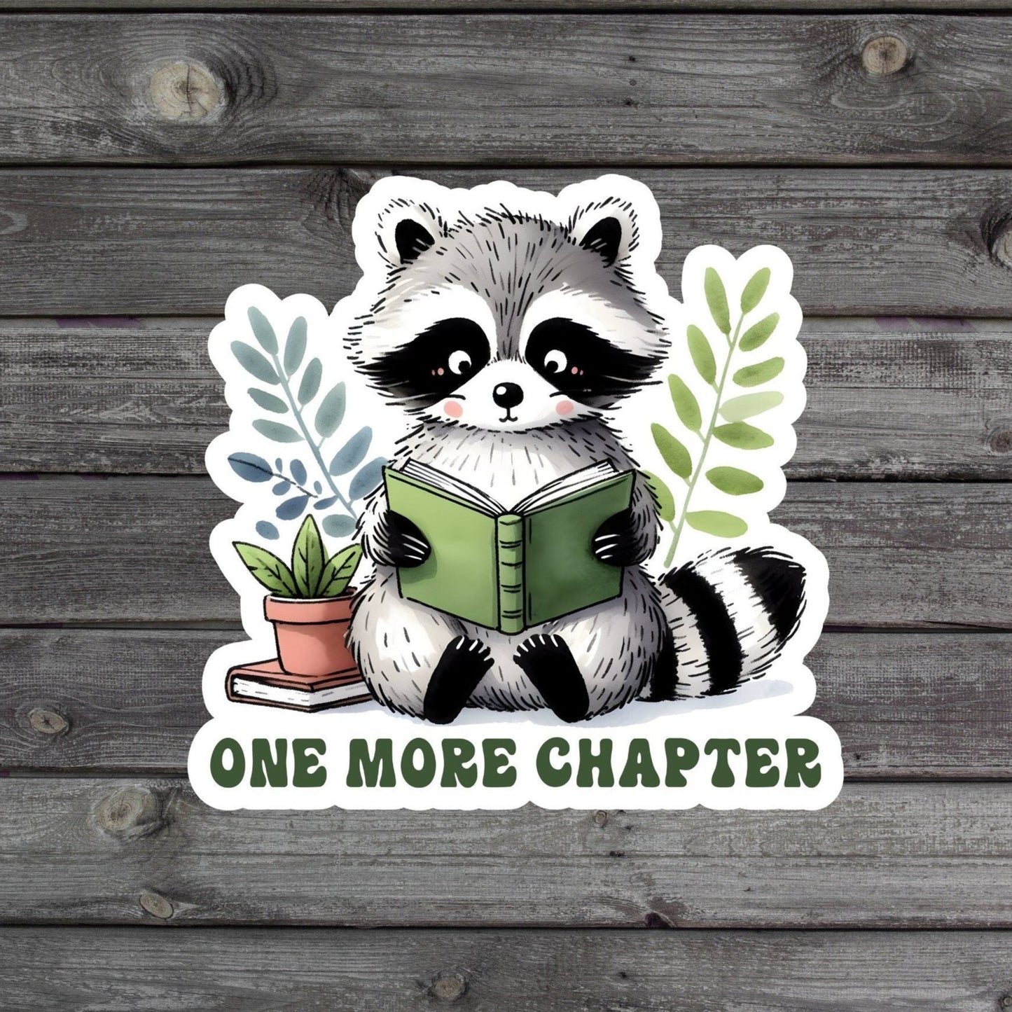 One More Chapter Racoon Sticker