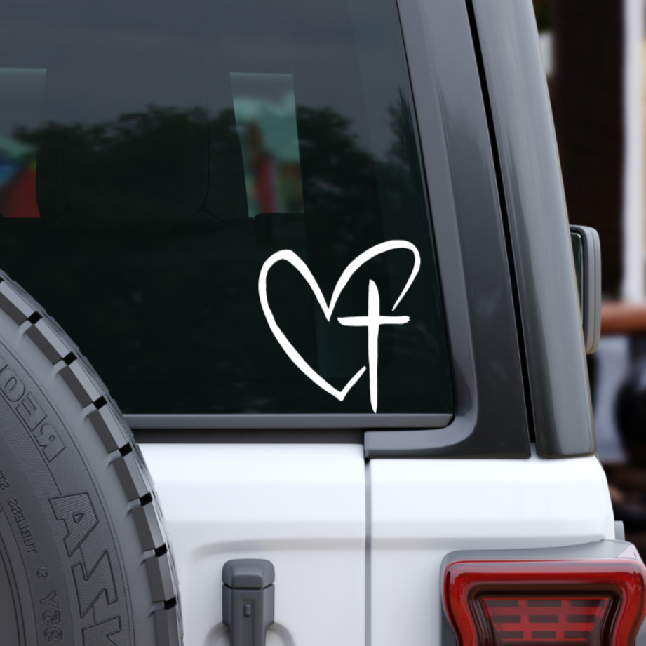 Heart with Cross Decal - The Glam Thangz