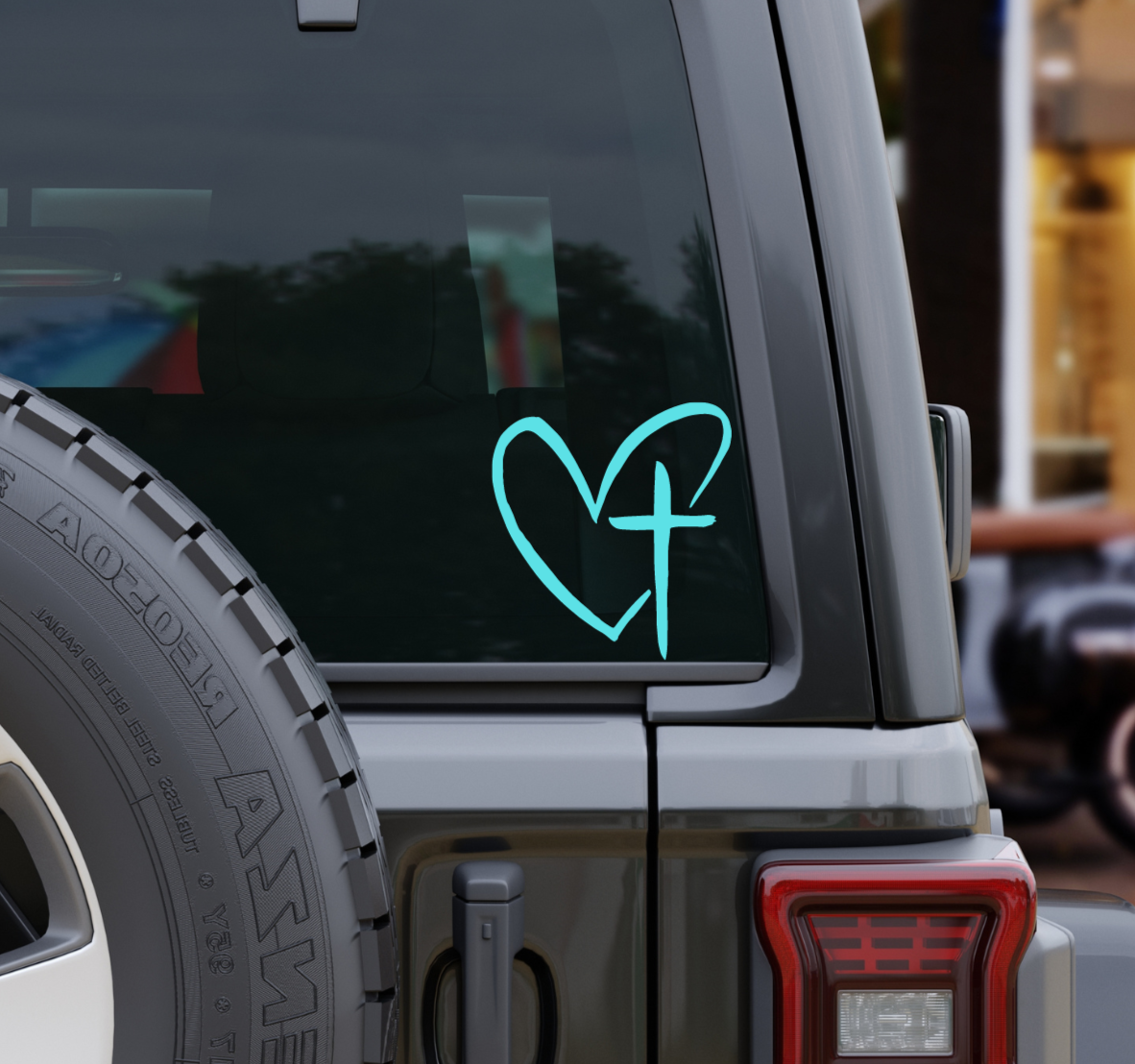 Heart with Cross Decal - The Glam Thangz
