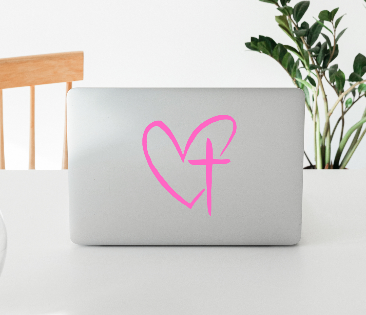 heart with cross decal for laptop