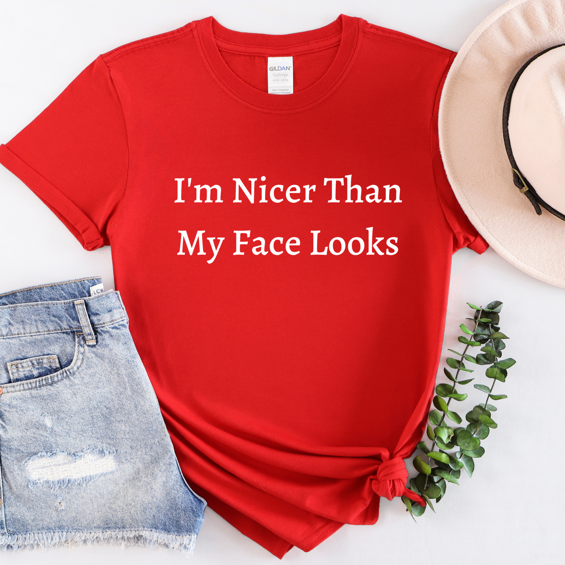 I'm Nicer Than My Face Looks red T-Shirt
