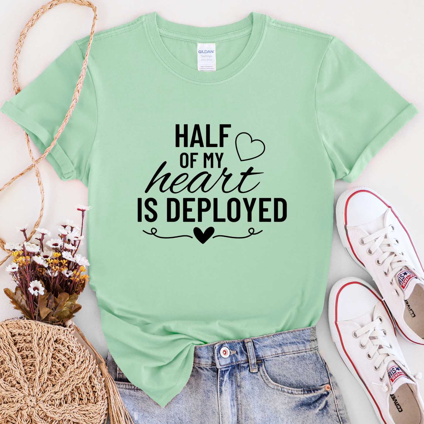 mint Half of my Heart is Deployed T-shirt 