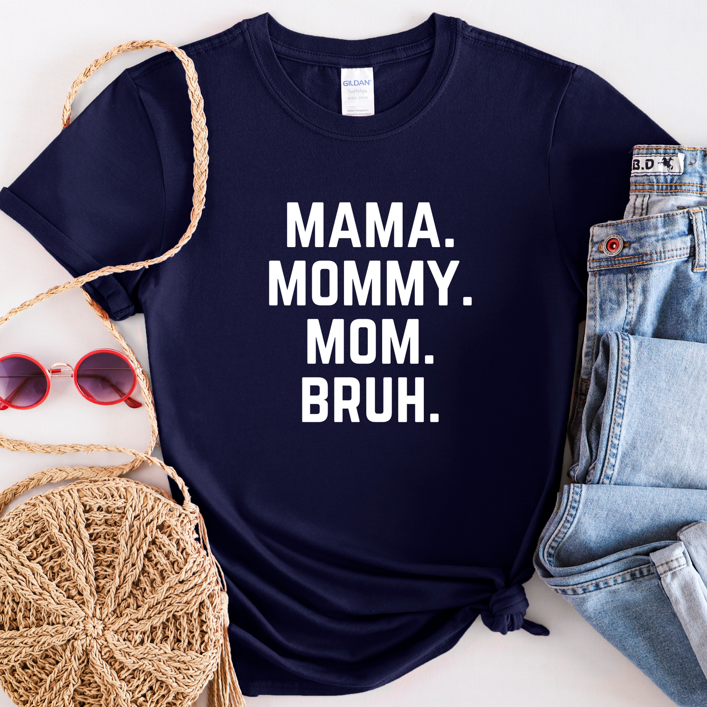 Mama Mommy Mom Bruh Navy Blue T-Shirt