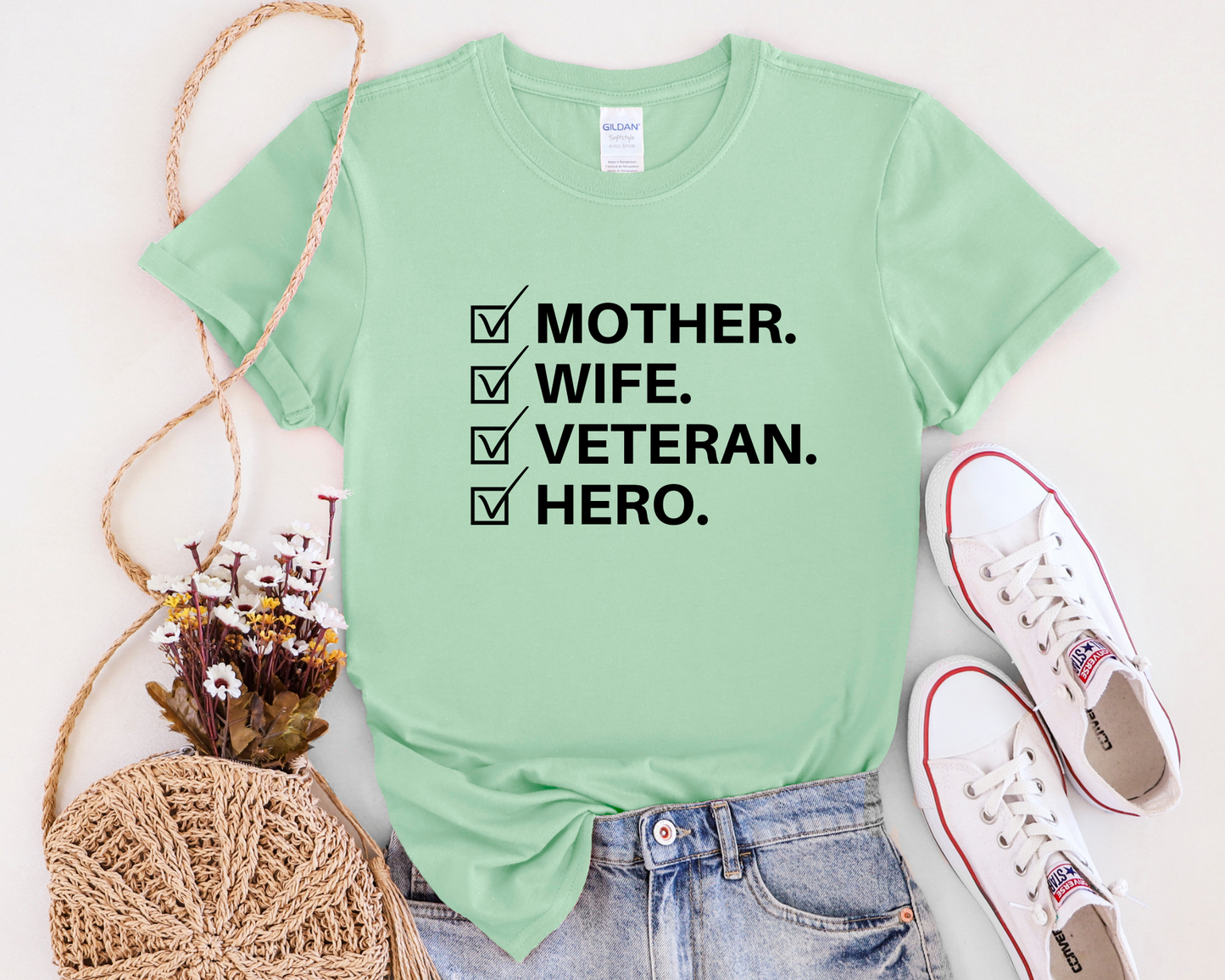 mint Mother Wife Veteran Hero T-shirt