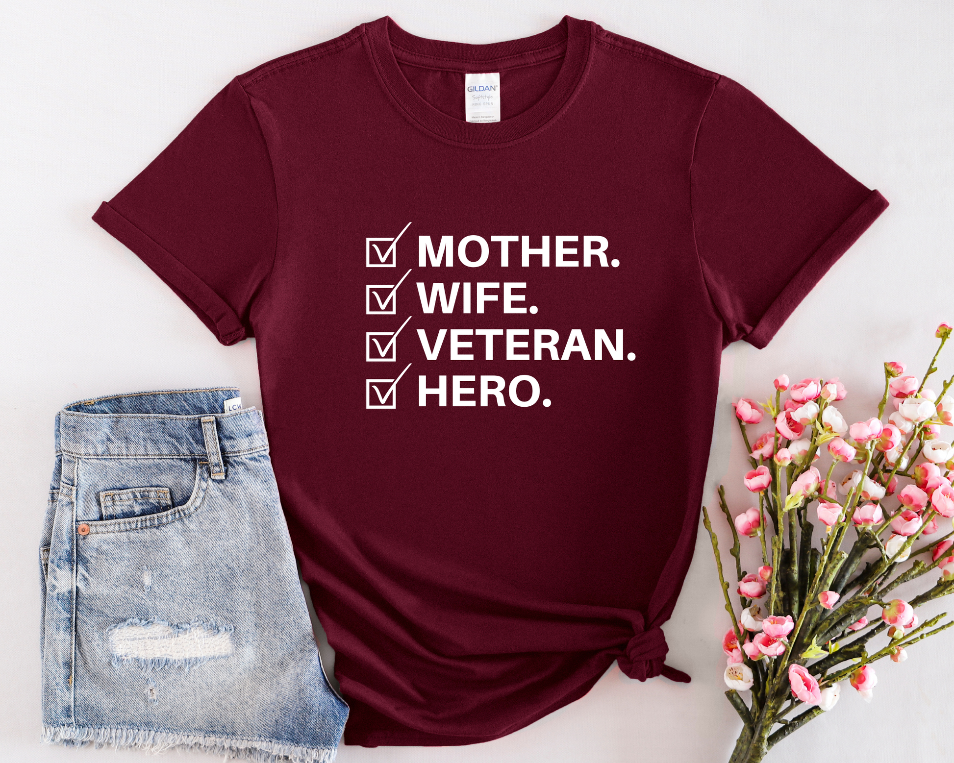 maroon Mother Wife Veteran Hero T-shirt