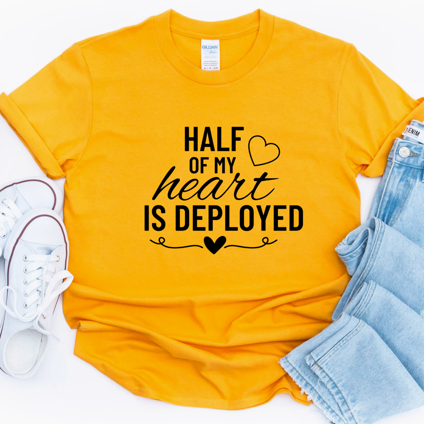 yellow Half of my Heart is Deployed T-shirt 