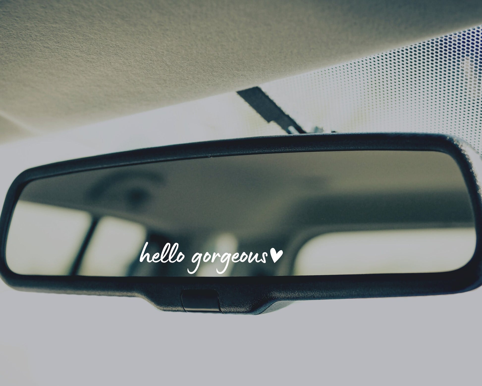 Hello Gorgeous Mirror Decal, Rearview Mirror Car Decals For Women, Positive Energy Vinyl Decal, Affirmation Car Mirror Decal, Car Sticker - The Glam Thangz