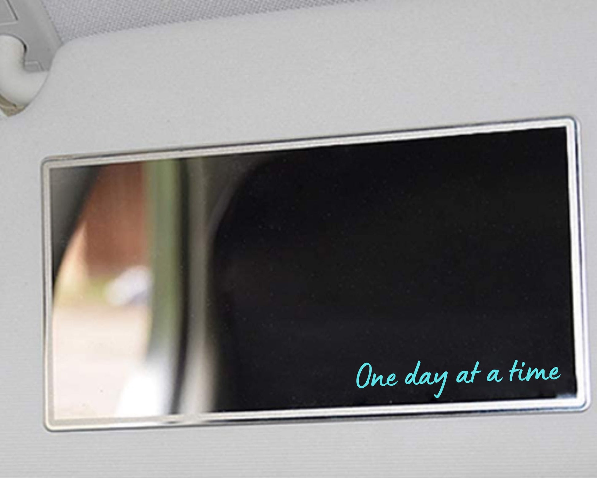 One Day At A Time Mirror Decal, Rearview Mirror Car Decals For Women, Positivity Vinyl Decal, Affirmation Car Mirror Decal, Car Sticker - The Glam Thangz