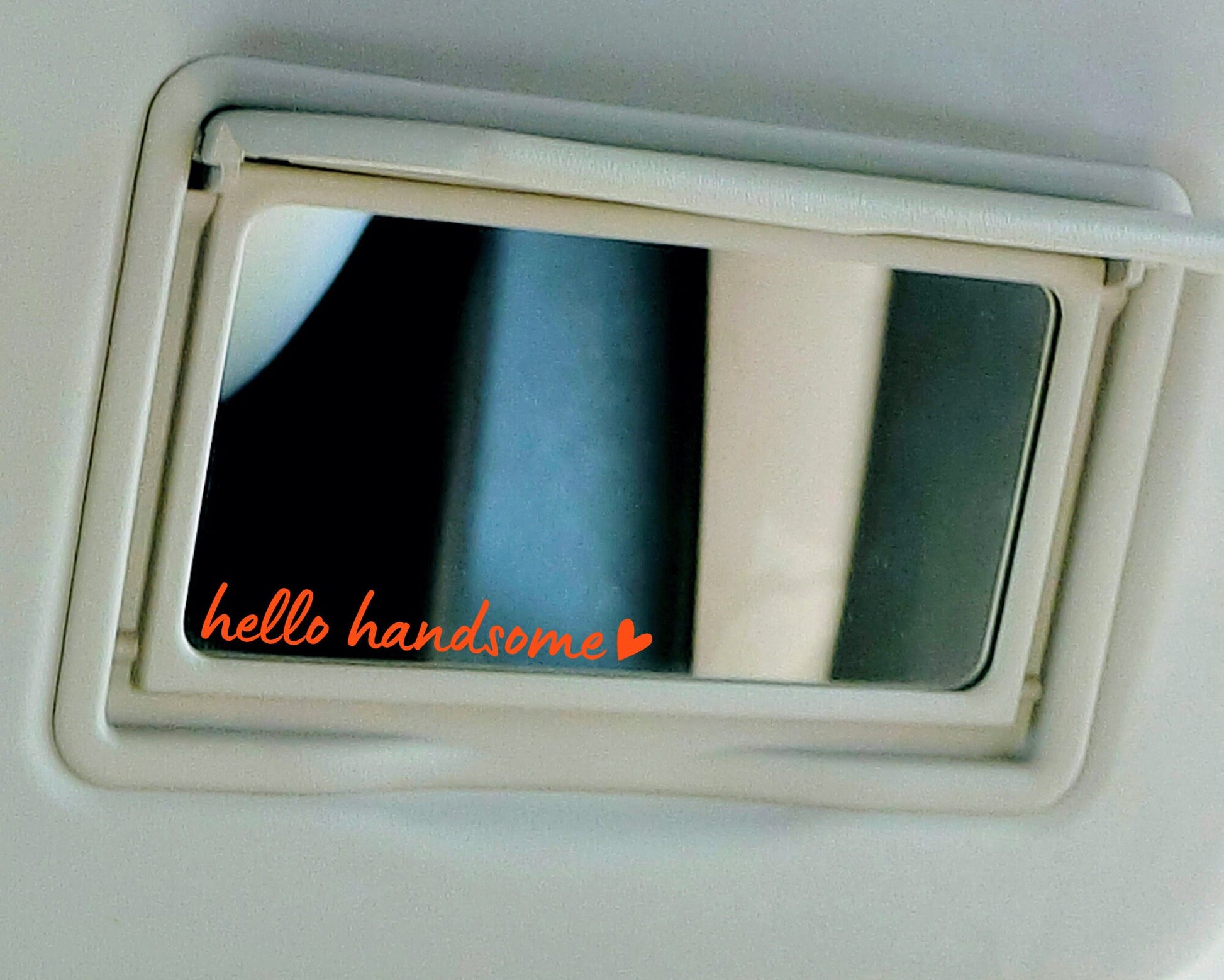 Hello Handsome Car Mirror Decal, Rear View Mirror Decal, Boyfriend Gift, Affirmation Mirror Sticker, Car Decals For Men, Positive Car Decals - The Glam Thangz