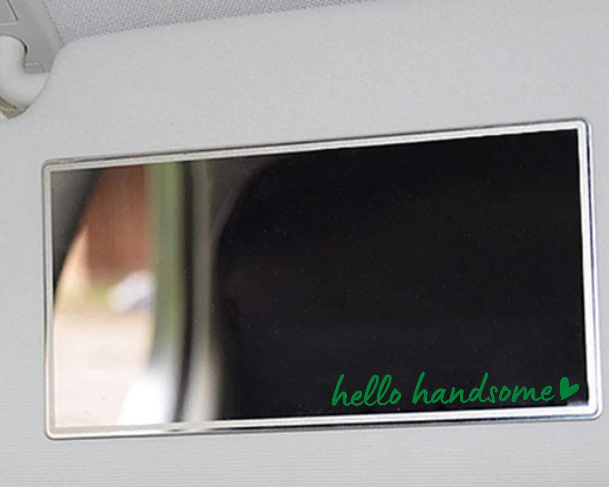 Hello Handsome Car Mirror Decal, Rear View Mirror Decal, Boyfriend Gift, Affirmation Mirror Sticker, Car Decals For Men, Positive Car Decals - The Glam Thangz