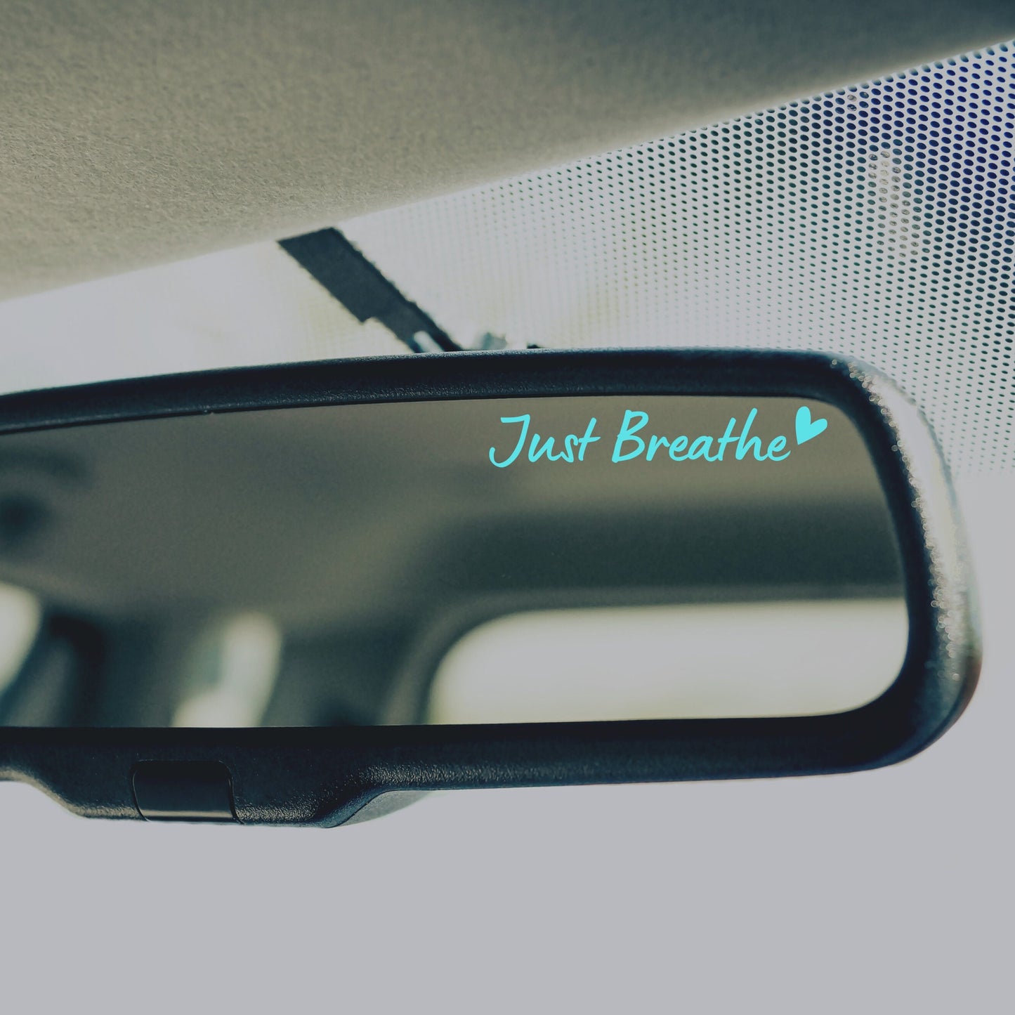 Just Breathe Mirror Decal, Rearview Mirror Car Decals, Car Accessories For Women Rear View Mirror, Positive Affirmations Vinyl Decal - The Glam Thangz